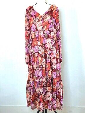 Piper & Scoot The Irina Floral V-Neck Maxi Dress - Size M - EUC